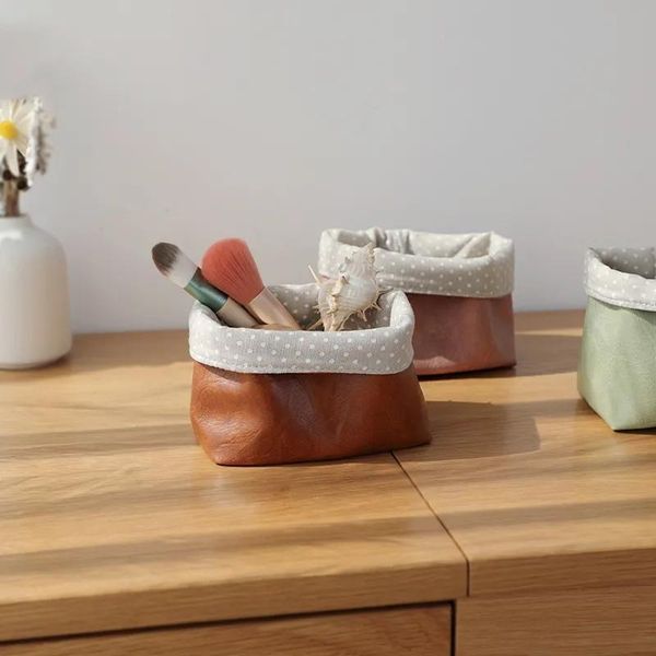 storage bags leather pen holder cosmetic brush basket creative deskremote control key bag simple debris box
storage bags leather pen holder cosmetic brush basket creative deskremote control key bag simple debris box