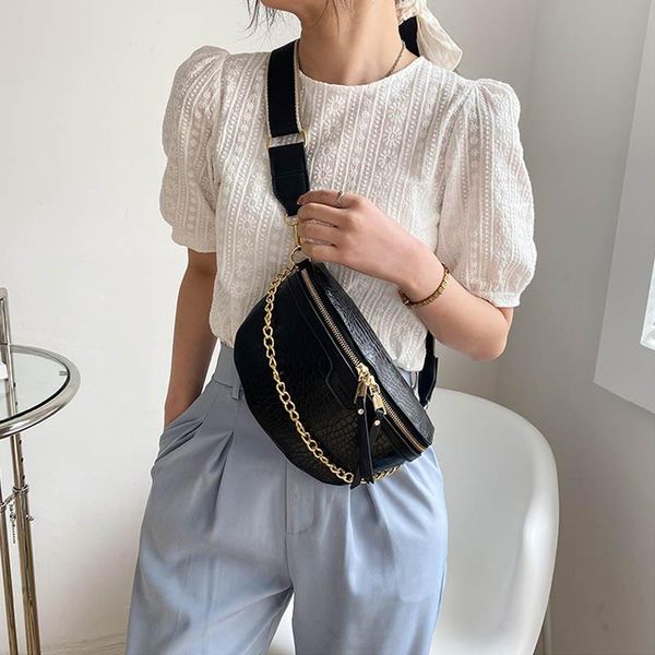waist bags purse leather women crossbody clutches chain solid color zipper chest bag designer stone pattern female hip pack 
waist bags purse leather women crossbody clutches chain solid color zipper chest bag designer stone pattern female hip pack