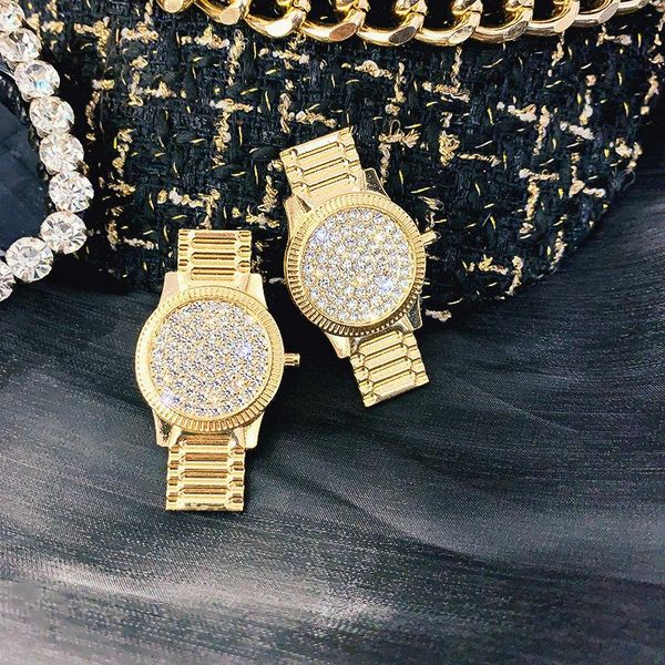 dangle & chandelier luxury crystal watch stud earrings for women unique design punk rhinstone statement jewelry gift, Silver 
dangle & chandelier luxury crystal watch stud earrings for women unique design punk rhinstone statement jewelry gift, Silver