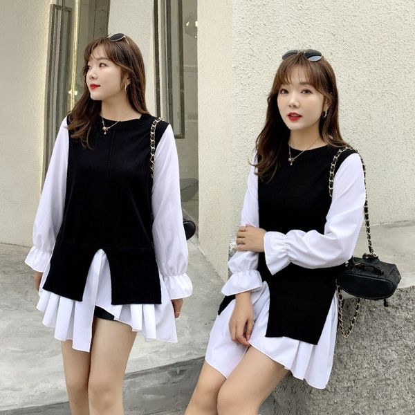 2021 new fake double-sided women's knitting shirt, length, loose, stitching, mm, round neck, spring and summer series 9d4c, White;black
2021 new fake double-sided women's knitting shirt, length, loose, stitching, mm, round neck, spring and summer series 9d4c, White;black