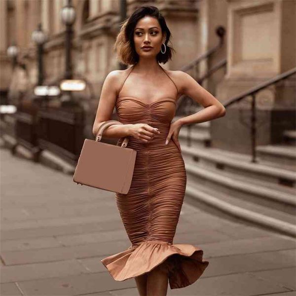 summer women khaki sleeveless mermaid dress halter ruffles club celebrity runway evening party vestido 210507, Black;gray
summer women khaki sleeveless mermaid dress halter ruffles club celebrity runway evening party vestido 210507, Black;gray