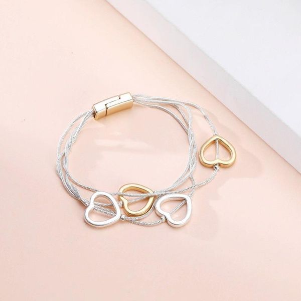 link, chain ins style peach heart women's bracelet material simple ot buckle geometric irregular mix and match hollow wild jewelry, Black
link, chain ins style peach heart women's bracelet material simple ot buckle geometric irregular mix and match hollow wild jewelry, Black