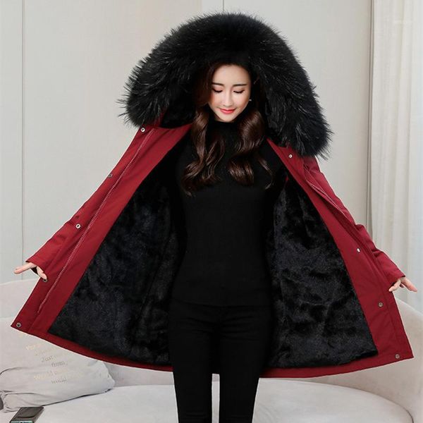 women's down & parkas foxtermor 2021 thick flocking cozy winter l-5xl women jacket fake fur long sleeve adjustable waist cotton female, Black
women's down & parkas foxtermor 2021 thick flocking cozy winter l-5xl women jacket fake fur long sleeve adjustable waist cotton female, Black