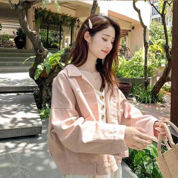 women's jackets korean style autumn single-breasted sweet pink jean jacket fashion long sleeve loose denim vintage preppy kawaii, Black;brown
women's jackets korean style autumn single-breasted sweet pink jean jacket fashion long sleeve loose denim vintage preppy kawaii, Black;brown