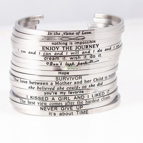bangle 10pcs mixed 316l stainless steel positive inspirational quote cuff bracelets mantra bangles for women gift, Black
bangle 10pcs mixed 316l stainless steel positive inspirational quote cuff bracelets mantra bangles for women gift, Black