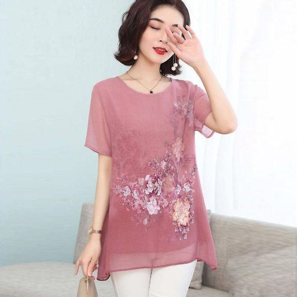 women spring summer style chiffon blouses shirts lady casual short sleeve o-neck flower printed blusas dd8854 women's &, White
women spring summer style chiffon blouses shirts lady casual short sleeve o-neck flower printed blusas dd8854 women's &, White