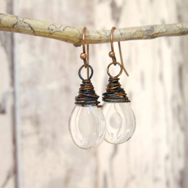 dangle & chandelier clear glass earrings oxidized copper wrapped drop czech, Silver
dangle & chandelier clear glass earrings oxidized copper wrapped drop czech, Silver