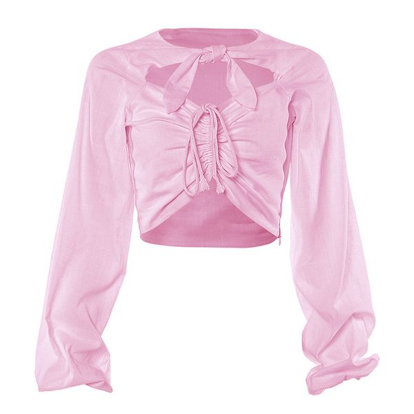 paris girl fashion short adjustable lace-up hollow out bow tie long-sleeved slim puff sleeve t-shirt 210524, White
paris girl fashion short adjustable lace-up hollow out bow tie long-sleeved slim puff sleeve t-shirt 210524, White