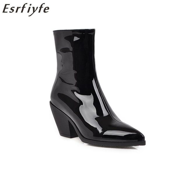 boots esrfiyfe 2021 western cowboy patent leather women's ankle thick high heels winter pointed toe botas mujer, Black
boots esrfiyfe 2021 western cowboy patent leather women's ankle thick high heels winter pointed toe botas mujer, Black