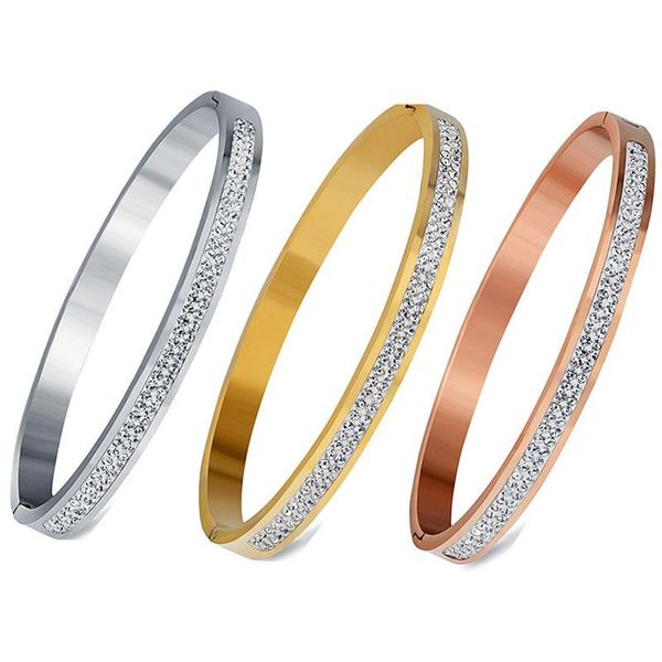 bangle fashion simple open double row rhinestone titanium stainless steel bracelet for women, Black
bangle fashion simple open double row rhinestone titanium stainless steel bracelet for women, Black