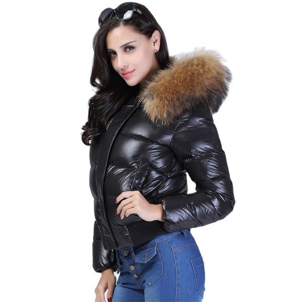 large real raccon fur hooded waterproof winter puffer jacket women slim 90% duck down coat short shiny female feather down parka 211108, Black
large real raccon fur hooded waterproof winter puffer jacket women slim 90% duck down coat short shiny female feather down parka 211108, Black