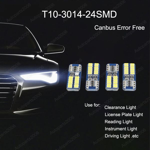 50pcs/lot white t10 3014 24smd led canbus error car bulb 168 194 2825 clearance lamp reading instrument license plate light 12v
50pcs/lot white t10 3014 24smd led canbus error car bulb 168 194 2825 clearance lamp reading instrument license plate light 12v