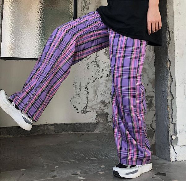 men's pants streetwear purple plaid hip hop man casual 2021 korean male straight trousers harajuku clothing, Black
men's pants streetwear purple plaid hip hop man casual 2021 korean male straight trousers harajuku clothing, Black