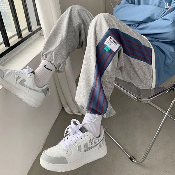 men's pants striped summer thin loose guard casual leggings korean fashion nine point sweatpants, Black
men's pants striped summer thin loose guard casual leggings korean fashion nine point sweatpants, Black