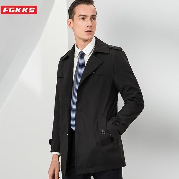 men's trench coats fgkks fashion brand solid men autumn simple slim casual long section coat male, Tan;black
men's trench coats fgkks fashion brand solid men autumn simple slim casual long section coat male, Tan;black