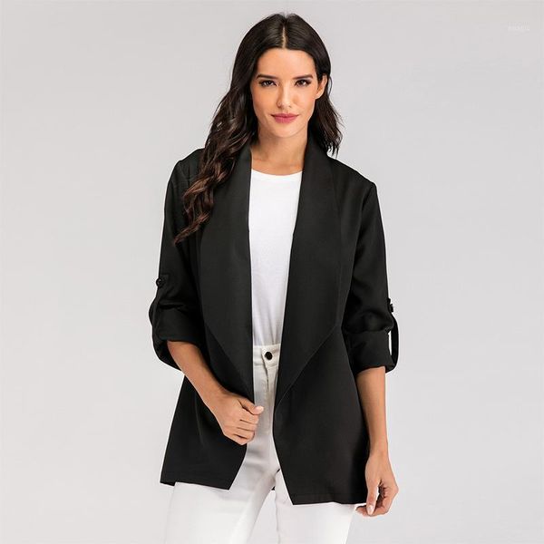 european and american women's suits solid color long-sleeved loose straight all-match jacket & blazers, White;black
european and american women's suits solid color long-sleeved loose straight all-match jacket & blazers, White;black