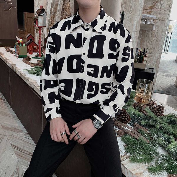spring men shirts letter print long sleeve casual shirt streetwear social nightclub blouse male clothing camisa masculina 210527, White;black
spring men shirts letter print long sleeve casual shirt streetwear social nightclub blouse male clothing camisa masculina 210527, White;black