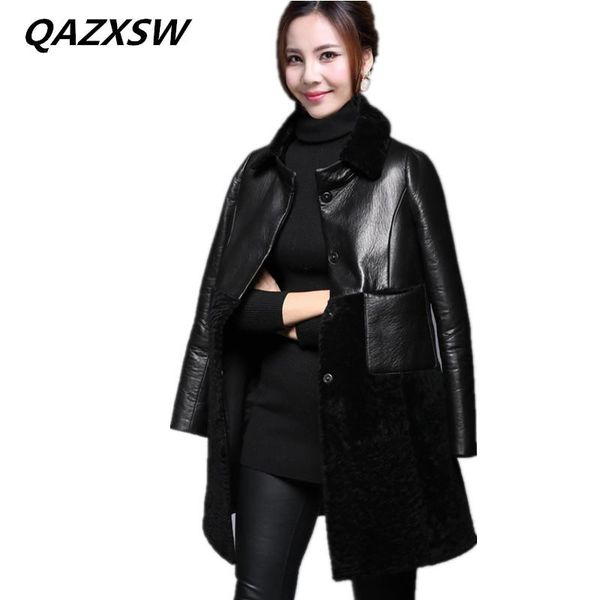 women's leather & faux 2021 winter genuine outer grass sheep skin long section loose thick warm stand collar coat le446, Black
women's leather & faux 2021 winter genuine outer grass sheep skin long section loose thick warm stand collar coat le446, Black