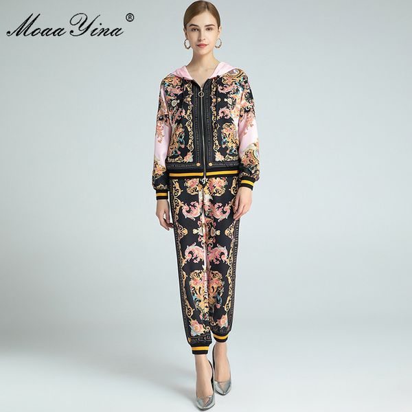 fashion designer set spring autumn women's long sleeve zipper hooded collar +baroque print trousers two-piece set 210524, White
fashion designer set spring autumn women's long sleeve zipper hooded collar +baroque print trousers two-piece set 210524, White