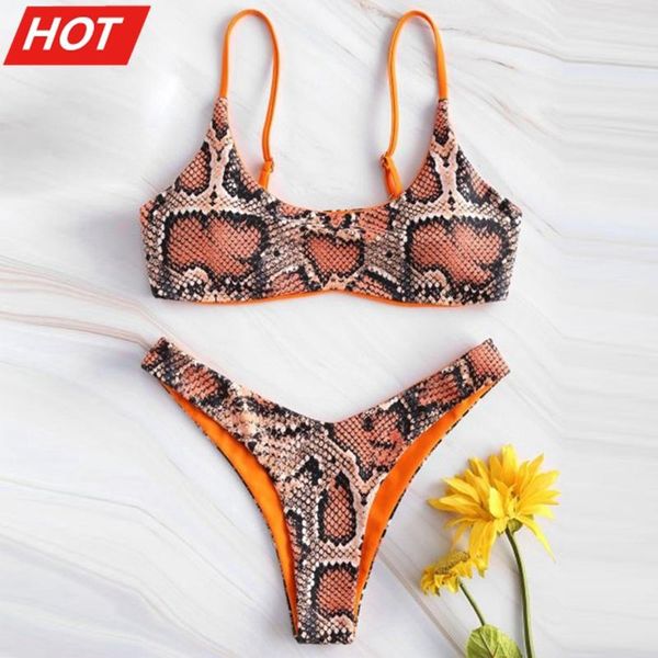 women bikini set push up female swimsuit snakeskin print swimwear swim separate two piece brazilian bathing suit women's, White;black
women bikini set push up female swimsuit snakeskin print swimwear swim separate two piece brazilian bathing suit women's, White;black