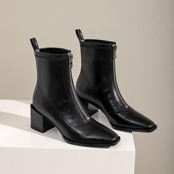 boots women's great pu leather thick med heel square toe side zip autumn ankle elegant ladies ol style short, Black
boots women's great pu leather thick med heel square toe side zip autumn ankle elegant ladies ol style short, Black