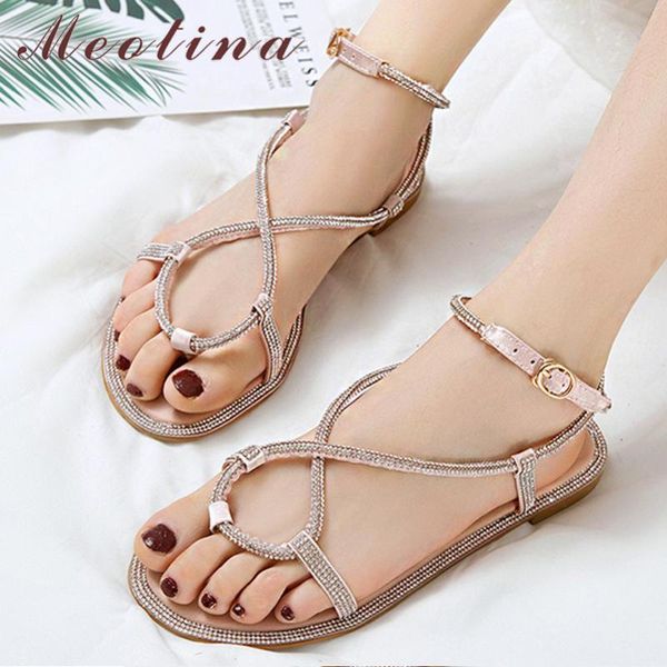 meotina ankle strap women shoes crystal flat sandals flip flops buckle footwear ladies summer sweet golden black size 43
meotina ankle strap women shoes crystal flat sandals flip flops buckle footwear ladies summer sweet golden black size 43