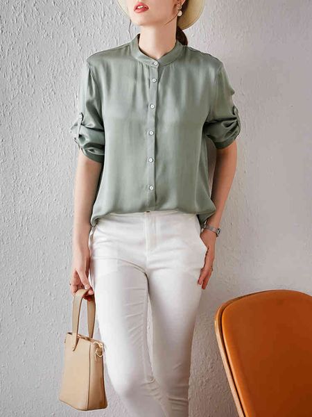 blouses women's variable sleeve washed solid color long-sleeved shirt design non-mainstream elegant stand collar silk top, White
blouses women's variable sleeve washed solid color long-sleeved shirt design non-mainstream elegant stand collar silk top, White