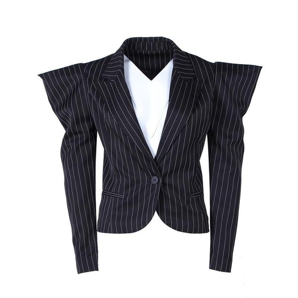 and american european style wide shoulder lapel long sleeve stripe small suit jacket for women women's jackets, Black;brown
and american european style wide shoulder lapel long sleeve stripe small suit jacket for women women's jackets, Black;brown