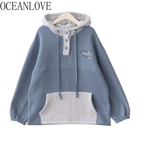 women's hoodies & sweatshirts oceanlove harajuku japan hoodie contrast color winter fleece warm woman embroidered fashion autumn 19183, Black
women's hoodies & sweatshirts oceanlove harajuku japan hoodie contrast color winter fleece warm woman embroidered fashion autumn 19183, Black