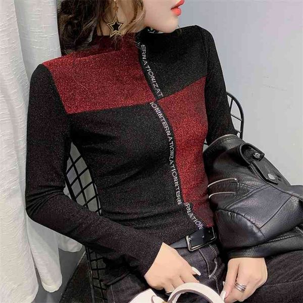 european clothes patchwork shiny t-shirt women new autumn winter color blocking ropa mujer bottoming shirt tees t9n807 210322, White
european clothes patchwork shiny t-shirt women new autumn winter color blocking ropa mujer bottoming shirt tees t9n807 210322, White
