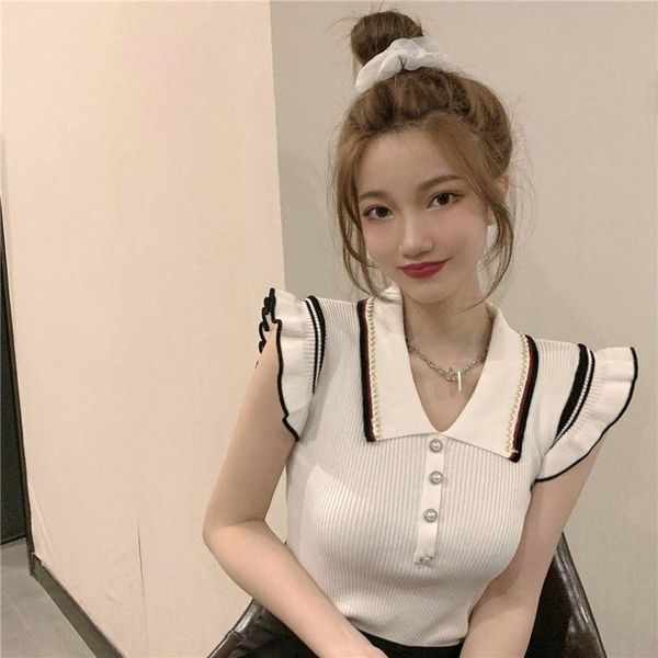 women's t-shirt summer women sweet knit bodycon t shirt casual streetwear knitted bottons butterfly sleeve shirts feme stripe tees slim, White
women's t-shirt summer women sweet knit bodycon t shirt casual streetwear knitted bottons butterfly sleeve shirts feme stripe tees slim, White