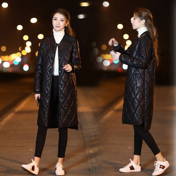 jacket pu leather long/short women's coat korean winter single mode plus size cotton clothes parka outwear f1553 o9az, Black;brown
jacket pu leather long/short women's coat korean winter single mode plus size cotton clothes parka outwear f1553 o9az, Black;brown
