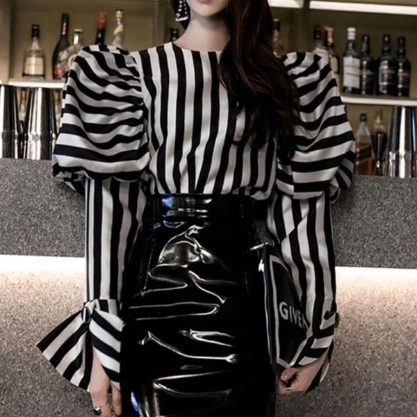 spring autumn fashion striped shirts blouse women o neck lantern sleeve vintage elegant women's blouses &, White
spring autumn fashion striped shirts blouse women o neck lantern sleeve vintage elegant women's blouses &, White
