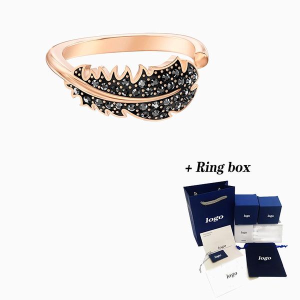 cluster rings fashion jewelry swa naughty ring black beautiful feather decoration crystal female engagement romantic, Golden;silver
cluster rings fashion jewelry swa naughty ring black beautiful feather decoration crystal female engagement romantic, Golden;silver