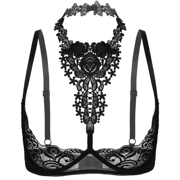 bras 2021 womens see-through lingerie floral lace underwired unlined bra halter bare breast erotic underwear bralette, Red;black
bras 2021 womens see-through lingerie floral lace underwired unlined bra halter bare breast erotic underwear bralette, Red;black