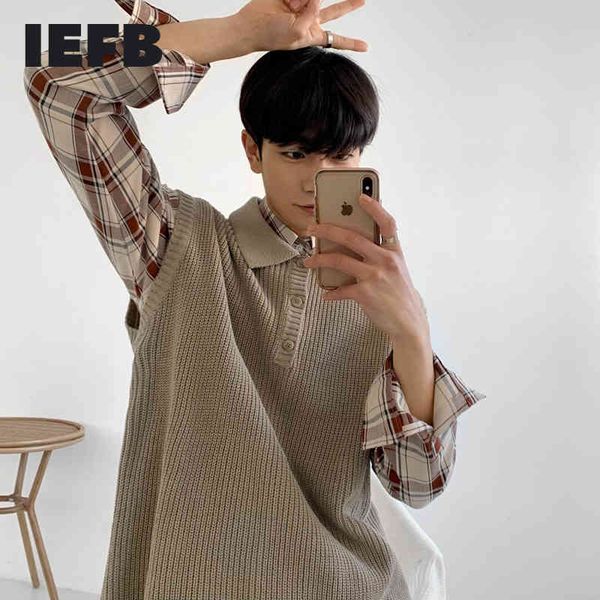 iefb men's kint waistcoat handsome trend korean fashion sleeveless polo collar vest personality knitted 9y5737 210524, White;black
iefb men's kint waistcoat handsome trend korean fashion sleeveless polo collar vest personality knitted 9y5737 210524, White;black