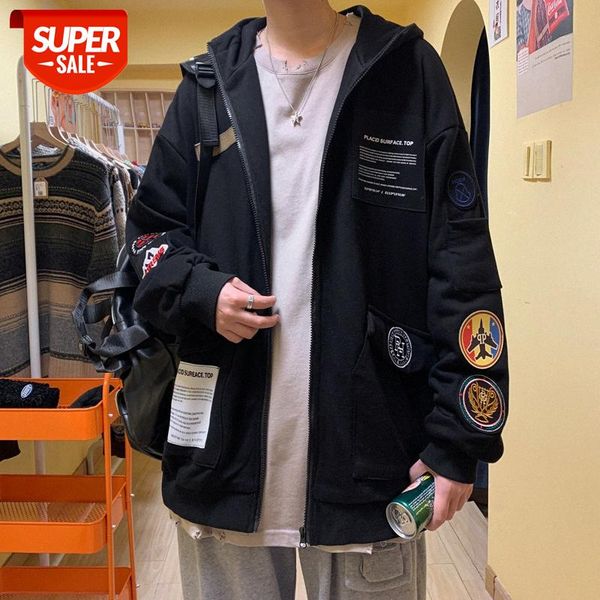 labeled hooded jacket men's hong kong style loose large size casual #7h5g, Black
labeled hooded jacket men's hong kong style loose large size casual #7h5g, Black