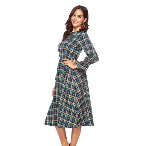 women chiffon plaid print long sleeve dress bow mid-calf party casual dresses, Black;gray
women chiffon plaid print long sleeve dress bow mid-calf party casual dresses, Black;gray