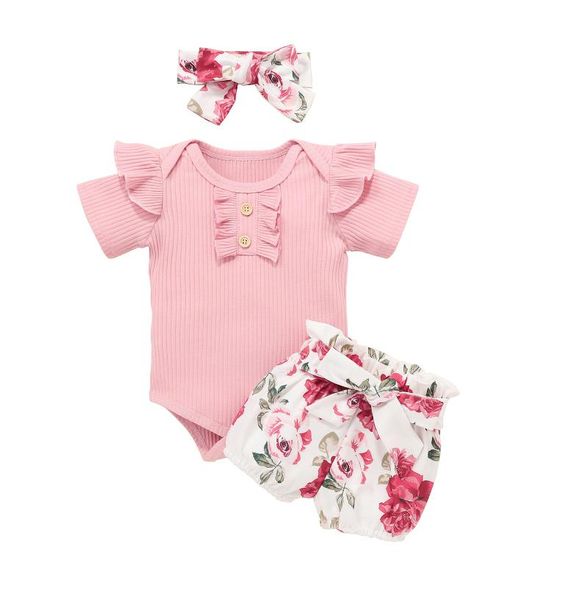 0-24m born baby girls 3-piece outfit set short sleeve romper+floral print shorts+headband clothing sets, White
0-24m born baby girls 3-piece outfit set short sleeve romper+floral print shorts+headband clothing sets, White