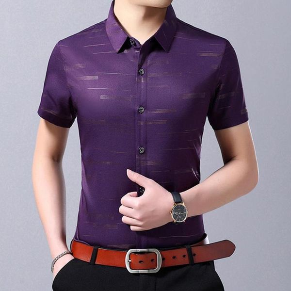 men's dress shirts men turn down collar stripes shirt buttons pocket short sleeve t-shirt skin-friendly streetwear for business, White;black
men's dress shirts men turn down collar stripes shirt buttons pocket short sleeve t-shirt skin-friendly streetwear for business, White;black