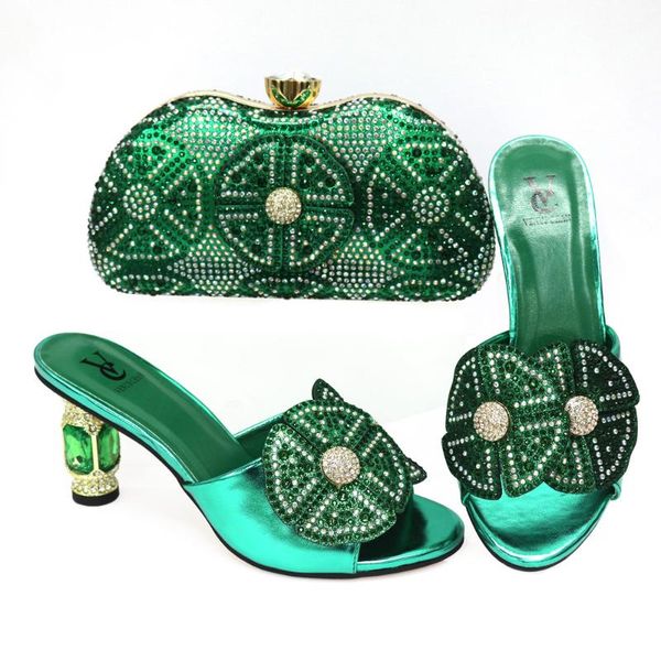 latest design women italian african party pumps shoes and bag set decorated with rhinestone women shoe and bag for nigeria party, Black
