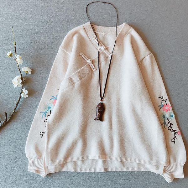 women's knits & tees women sweater v neck retro button embroidery lantern sleeve knit long-sleeved autumn winter coat yoyikamomo, White
women's knits & tees women sweater v neck retro button embroidery lantern sleeve knit long-sleeved autumn winter coat yoyikamomo, White