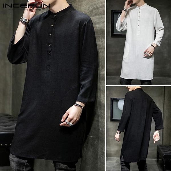 fashion man solid color buttons camisa comfortable blusas mens vintage long shirts casual 3/4 sleeve stand collar blouse incerun men's, White;black
fashion man solid color buttons camisa comfortable blusas mens vintage long shirts casual 3/4 sleeve stand collar blouse incerun men's, White;black