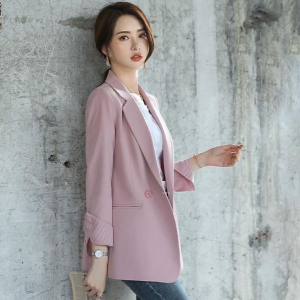 women ol solid blazer jacket 2021 autumn winter long sleeve korean office lady coat fashion clothing s-5xl women's suits & blaz, White;black
women ol solid blazer jacket 2021 autumn winter long sleeve korean office lady coat fashion clothing s-5xl women's suits & blaz, White;black