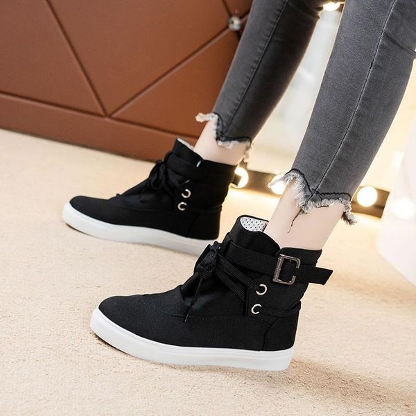 boots spring and autumn round head high-belt buckle decoration front lace-up canvas shoes breathable women's 2021, Black
boots spring and autumn round head high-belt buckle decoration front lace-up canvas shoes breathable women's 2021, Black