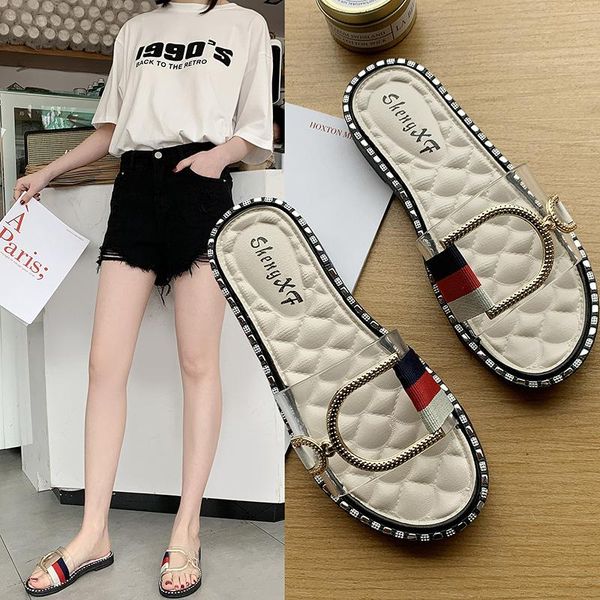 slippers 2021 fashion transparent outside women beach summer shoes open toe non slip damping flats sapato feminino, Black
slippers 2021 fashion transparent outside women beach summer shoes open toe non slip damping flats sapato feminino, Black