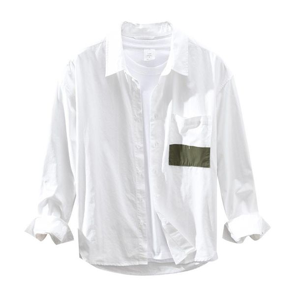 men's casual shirts long sleeve for men slim fit wild trendy pure cotton simple male pocket color matching clothing, White;black
men's casual shirts long sleeve for men slim fit wild trendy pure cotton simple male pocket color matching clothing, White;black