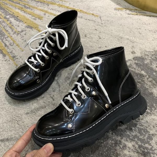 new women boots round toe ladies martin booties fashion platform lace up ankle boots female sewing causal winter woman shoes, Black
new women boots round toe ladies martin booties fashion platform lace up ankle boots female sewing causal winter woman shoes, Black