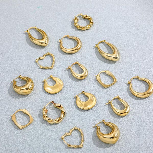 hoop & huggie gold color stainless steel big circle ear buckle earring for women vintage irregular geometric minimalist female jewelry, Golden;silver
hoop & huggie gold color stainless steel big circle ear buckle earring for women vintage irregular geometric minimalist female jewelry, Golden;silver