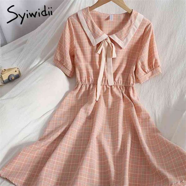 fashion bow lace up elastic high waist plaid dresses women puff sleeve turn-down collar a-line clothing summer 210607, Black;gray
fashion bow lace up elastic high waist plaid dresses women puff sleeve turn-down collar a-line clothing summer 210607, Black;gray